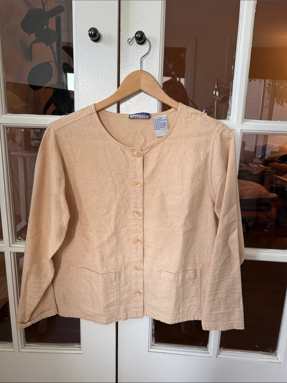 Vintage Cotton Linen Button-Front Jacket Shirt